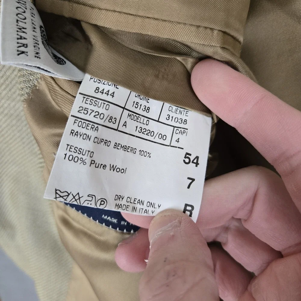 Canali Blazer Mens 54 R Beige 100% Pure New Wool Sport‎ Jacket  Made In Italy